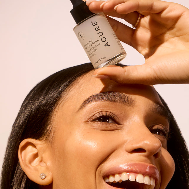 ACURE Zombie Cell Clarifying Serum in a 30ml bottle, featuring clear liquid with a minimalist label, designed for skin renewal.