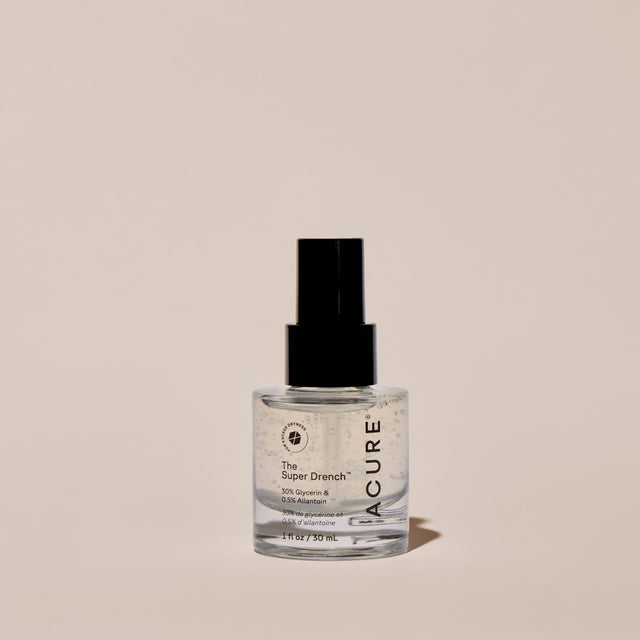 Organax Ltd ACure The Super Drench Serum 30ml bottle with dropper, skincare product for deep hydration and skin nourishment.