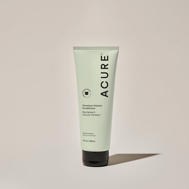ACURE Vivacious Volume Conditioner by Organax Ltd in 236ml bottle, showing the product's sleek packaging and label.