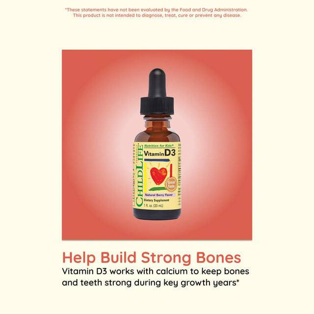 Childlife Essentials Vitamin D3 Berry 30ml Glass - Organax Ltd