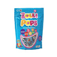 Assorted fruit Zollipops sugar-free lollipops in a 3.1oz pouch by Organax Ltd, showing colorful lollipops on the front.