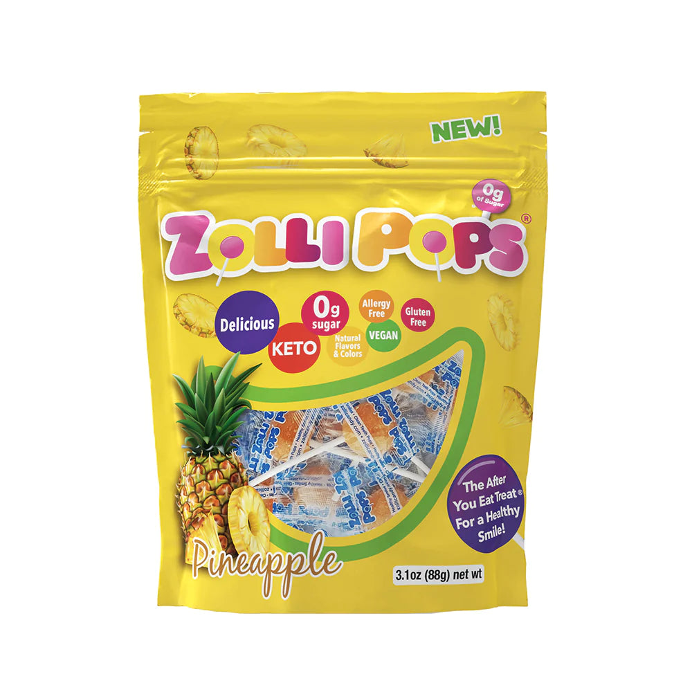 ZOLLIPOPS PINEAPPLE  Pouches 3.1oz - Organax Ltd