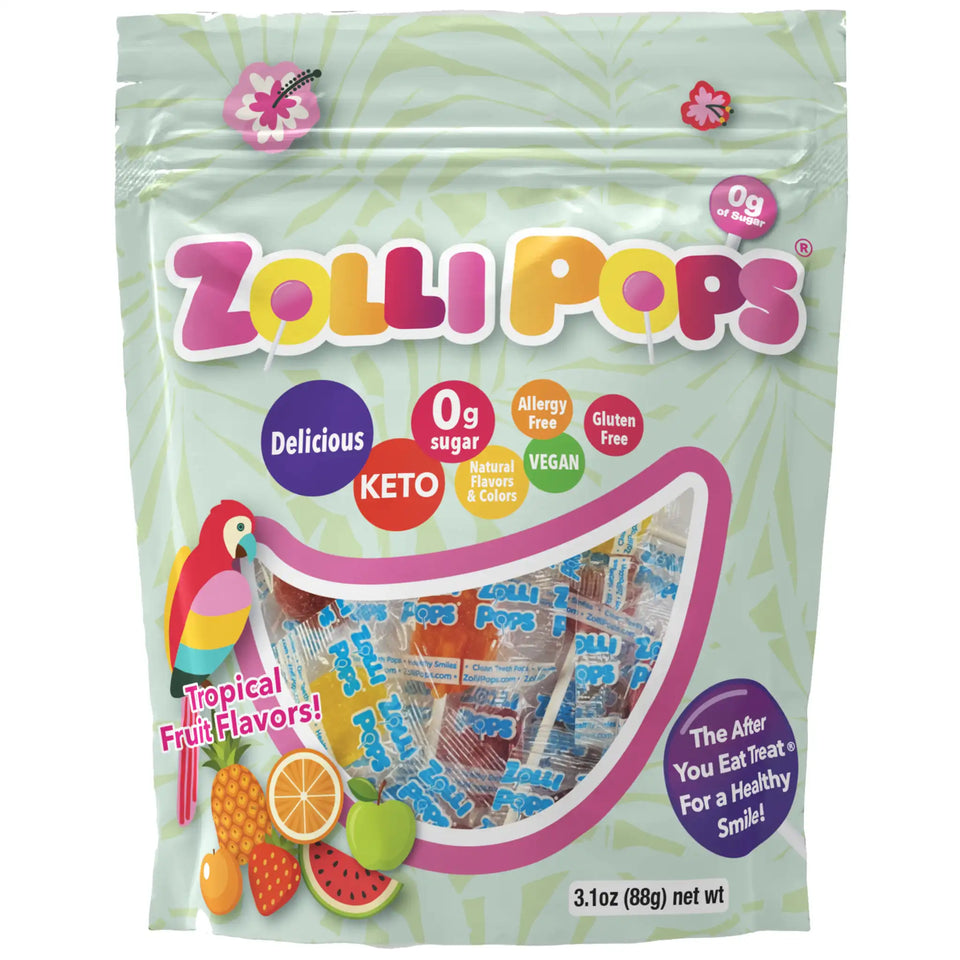 Zollipops® Zero Sugar Lollipops Assorted Tropical Fruit Flavors 3.1oz