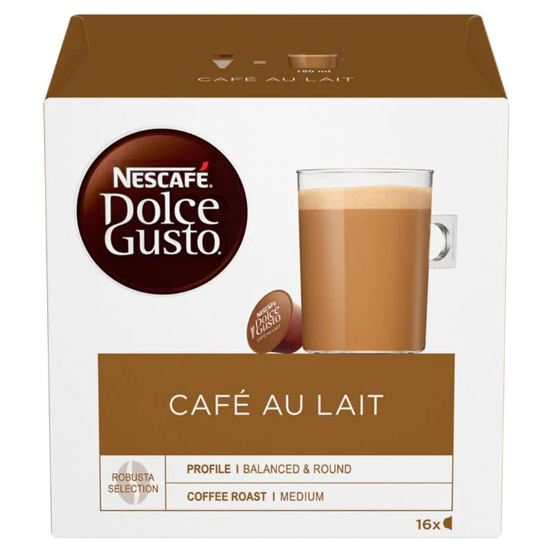 NESCAFÉ DOLCE GUSTO CAFÉ AU LAIT COFFEE PODS 16 PACK - CASE OF 3 - Organax Ltd