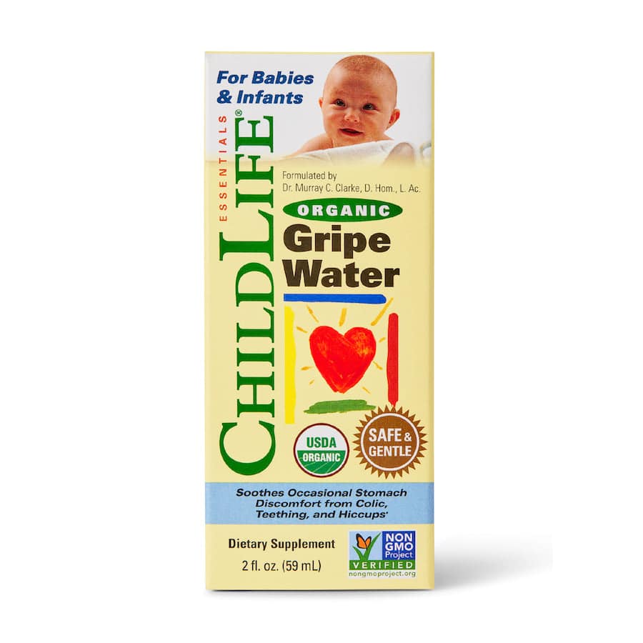 Childlife Essentials Gripe Water for babies in a 60ml glass bottle, natural remedy to soothe infant digestion.