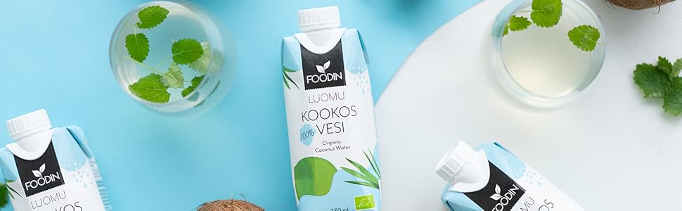 Foodin Organic Coconut Water with Electrolytes Pack of 12 (12 x 330ml)