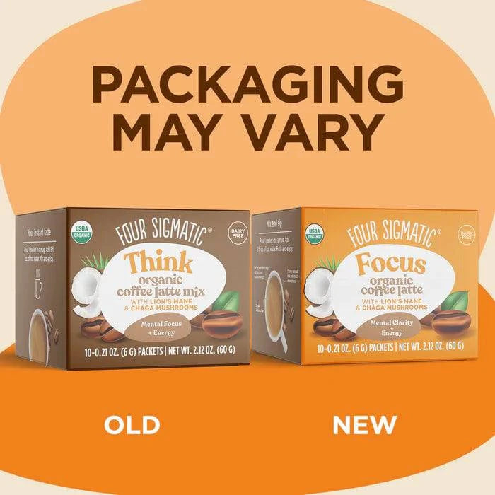Organic Think Coffee Latte Mix with Lion's Mane & Chaga Mushrooms 10 Sachets - Organax Ltd