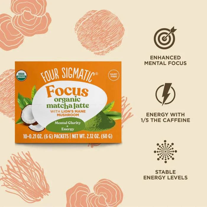 Four Sigmatic Organic Focus Matcha Latte 10 Sachets - Organax Ltd