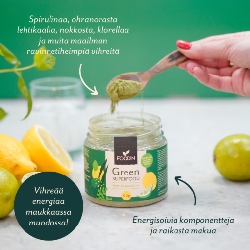 Green Superfood Fresh Lemon-Lime 120g - Organax Ltd