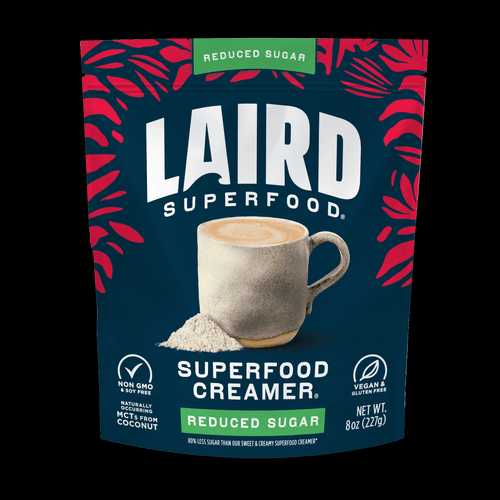 Laird Reduced Sugar Superfood Creamer by Organax Ltd in a 227g jar, showing the creamy textured product in a clear container.