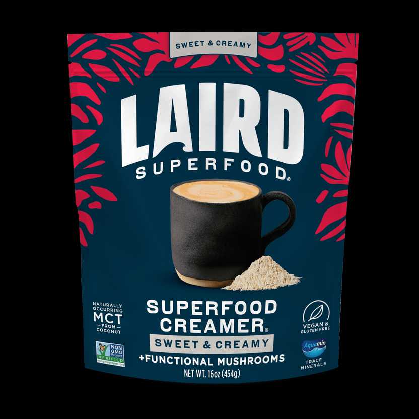 Laird Sweet & Creamy with Adaptogens Superfood Creamer in 227g jar, featuring a smooth, creamy texture with adaptogen ingredients.