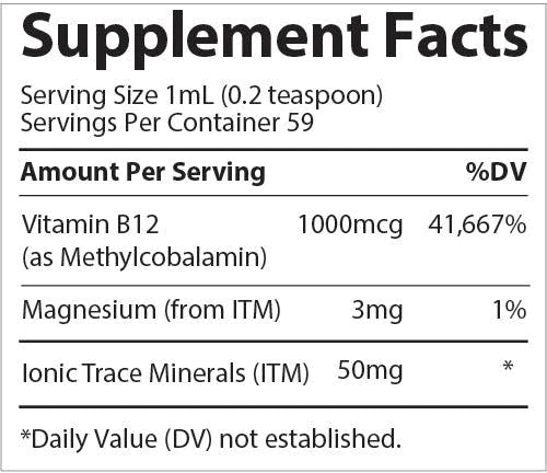 Liquid Ionic B12 - 1,000mcg 59ml - Organax Ltd