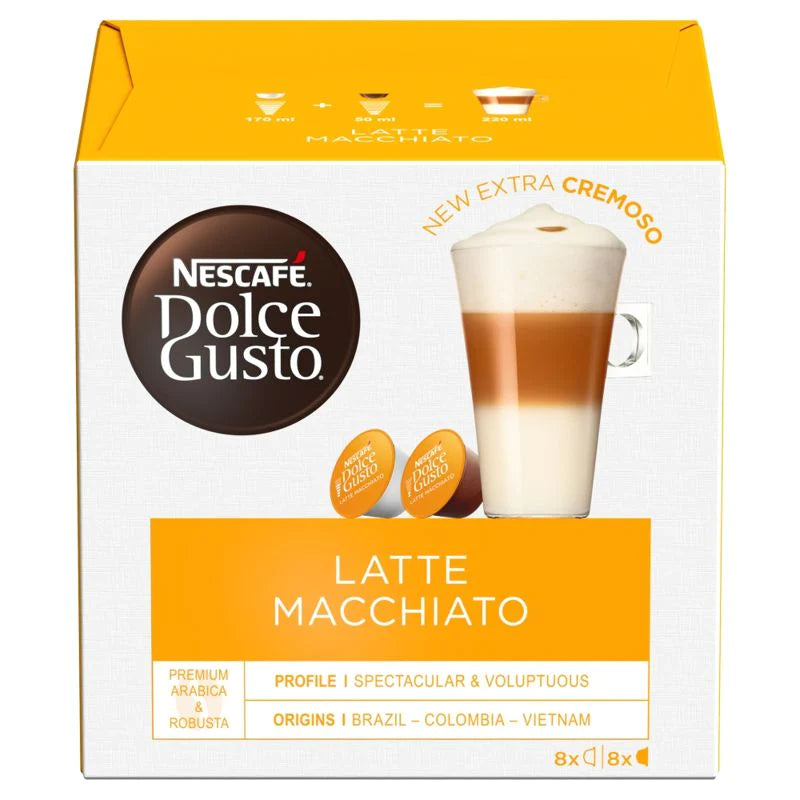 NESCAFÉ DOLCE GUSTO LATTE MACCHIATO COFFEE PODS 16 PACK - CASE OF 3 - Organax Ltd