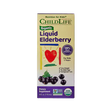 Childlife Essentials Organic Liquid Elderberry in 118ml bottle, natural supplement with dark purple elderberry syrup.