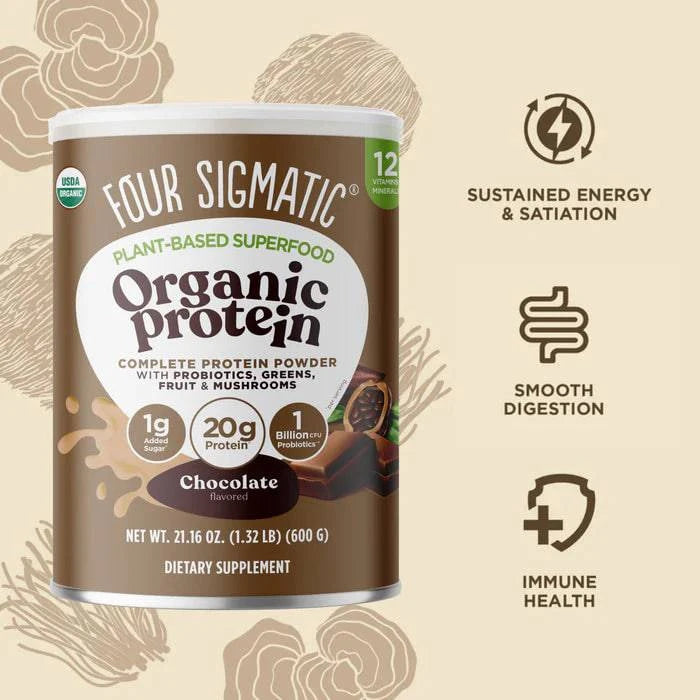 Organic Plant Based Protein with Mushroom Creamy Cacao 600g - Organax Ltd
