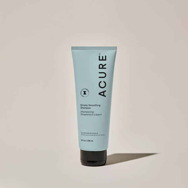 Organax Ltd ACURE Simply Smoothing Shampoo 236ml bottle with smooth, frizz control formula for shiny, manageable hair.
