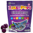 Zollipops Elderberry sugar-free lollipops with vitamin C and zinc in an 8oz package, healthy superfood treat by Organax Ltd.
